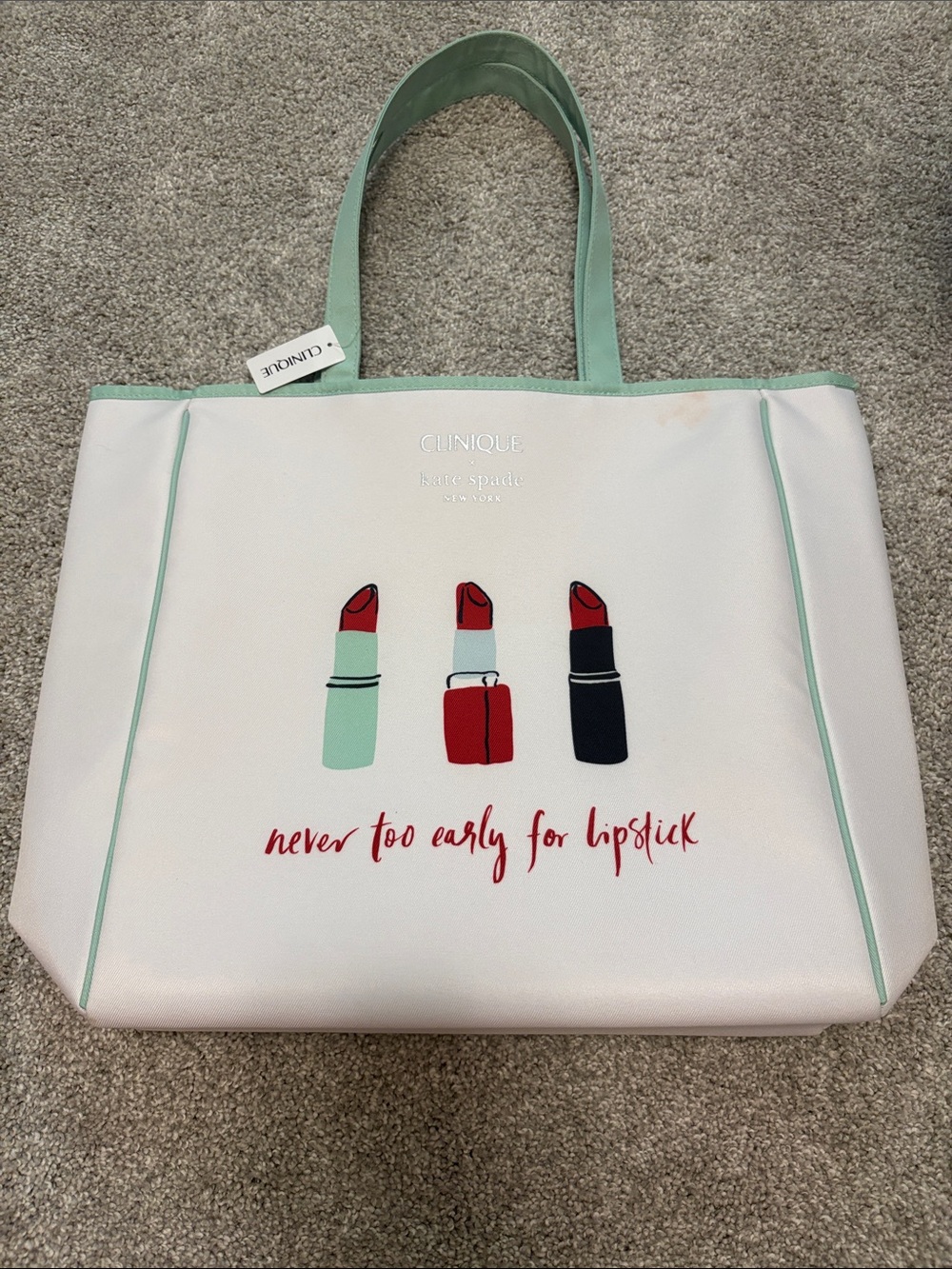 Clinique x Kate Spade Tote Bag - 'Never Too Early for Lipstick' new